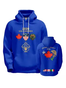 2026 New Print Rugby Hoodie Sweatshirt, Unisex Design, American Canadian Mexican Elements, Large Pocket, Sport Style, Holiday Gift