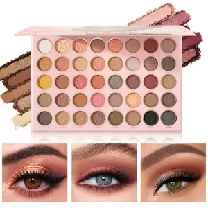 40 Shades Matte & Shimmery Eyeshadow Palette, Natural Tone High Pigment, Smooth Blendable, Beginner-Friendly, Cherry Blossom Pink Design Eye Cosmetic for Daily & Party Use