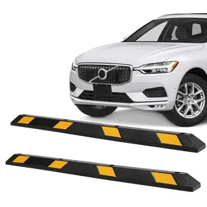 【GARVEE】2 Pack Curb Garage Car Stopper, 72 Inch Heavy Duty Parking Stopper for Garage with Yellow Reflective Stripes, Rubber Garage Parking Stops for Vehicles Truck Driveway Garage