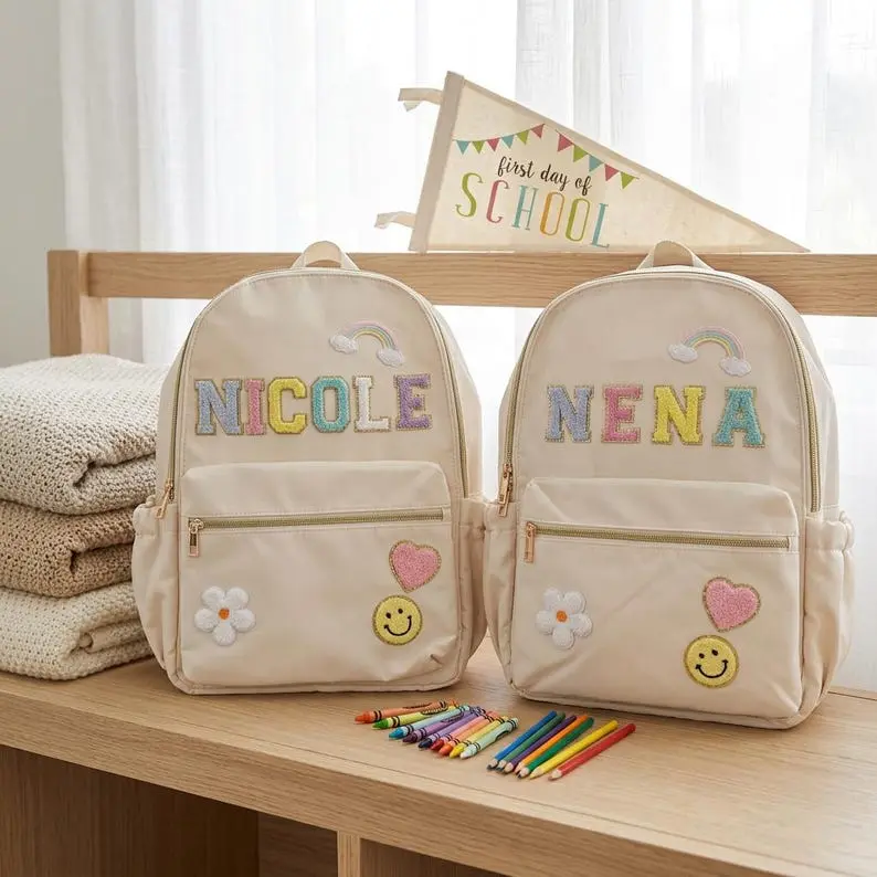 Personalized Backpack: Custom Name Patches, School Bag Set, back to school