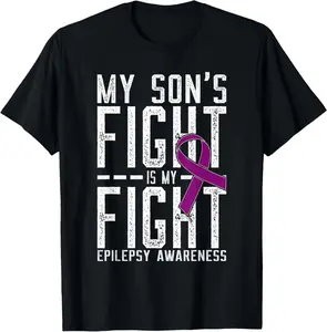 100% Cotton My Son's Fight is My Fight Epilepsy Awareness T-Shirt