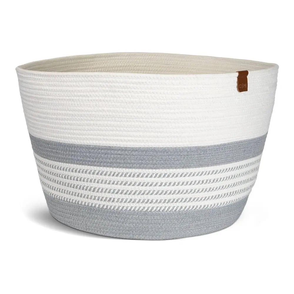 CleverMade XL Rope Basket Stone Gray, Laundry Hamper, Organize