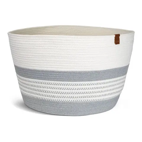 CleverMade XL Rope Basket, Stone Gray Polyester Laundry Bin - Freestanding, Easy to Clean Home Organizer for Bathroom