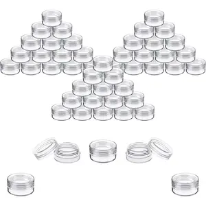Sample Containers, Lip Balm Containers, Sample Jars, Mini Jars with Lids, Small, Empty, Makeup, Powder, Gloss, Cosmetic, Tiny, Chapstick, Dab, Wax, Scrub, Little, Clear Plastic 3 Gram, 50PK