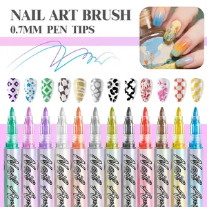12pcs Large Capacity Acrylic Nail Art Markers, 12 Colors Fast Dry Tips, DIY Manicure Tools, Professional Nail Art Supplies, Perfect Gift for Women