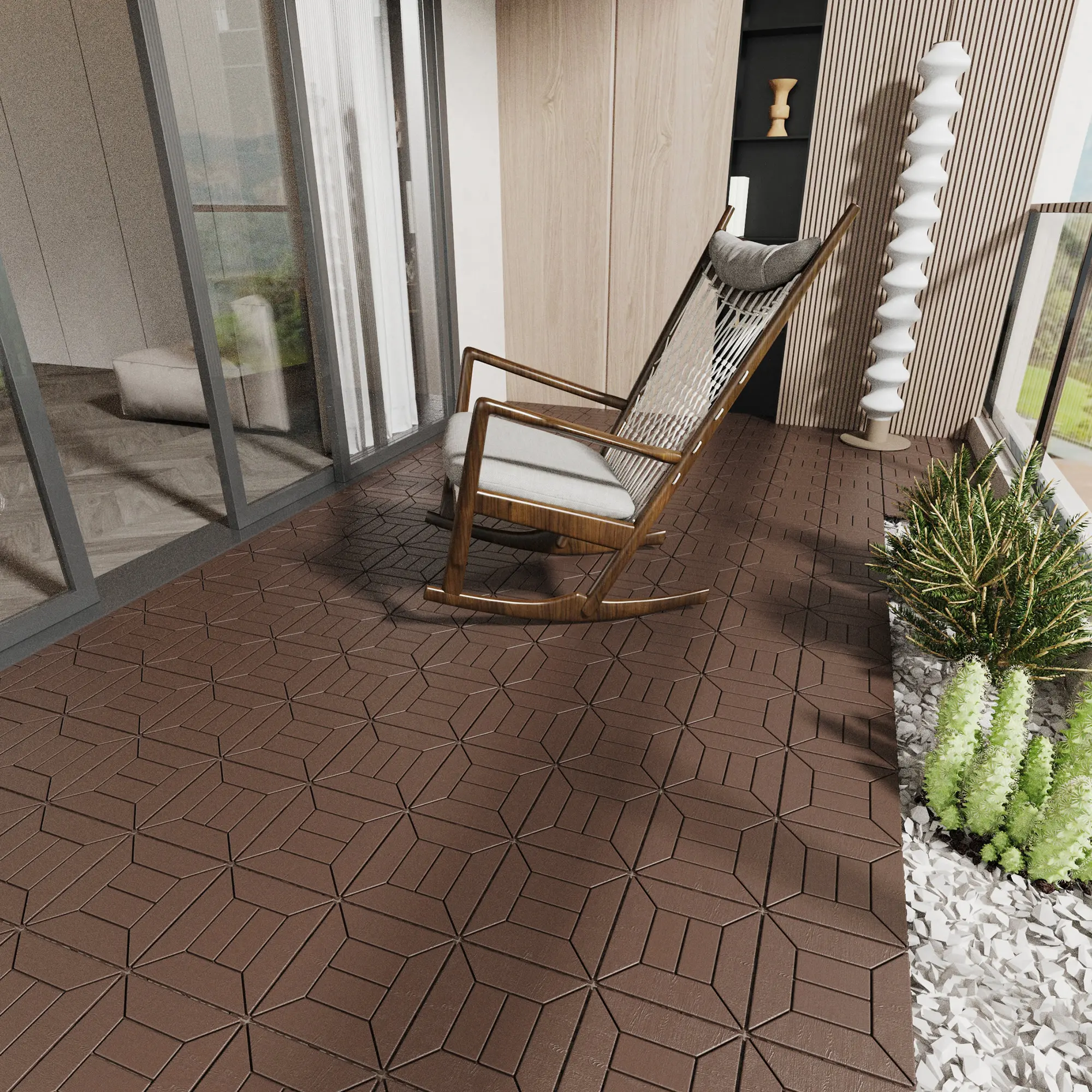 Plastic Interlocking Deck Tiles, 44Pack, 12"x12" Interlocking Decking Tile Outdoor All Weather Use, Waterproof Patio Pavers for Balcony Backyard Porch