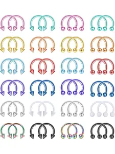 48 Pieces 16G Surgical Steel Horseshoe Nose Septum Rings Piercing Jewellery Cartilage Helix Tragus Earring Hoop Eyebrow Lip Piercing Ring for Women Men 6 mm 8 mm 10 mm 12 mm Nose Piercing Jewelry Nose Rings Hoops