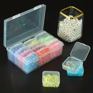 12 Compartment Mini Storage Box with Large Organizer, Transparent Plastic Bead Organizer for Art Embroidery and Diamond Painting