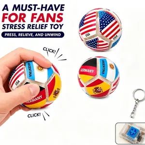 Stress Relief Ball with Mechanical Click Switch, adult anxiety relief,festival gift creativity, portable stress reliefStress relief accessory,addictive fidget,Clicky Sensory Toy for Adults & Teens, Soccer Fan Collectible, Portable Keychain