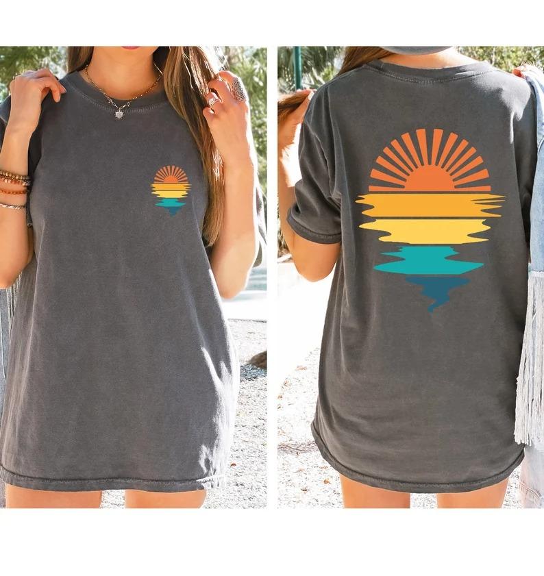 Comfort Colors Retro Sun Shine on My Mind T-Shirt 2- Sides, Beach Shirt, Weekend Lake Shirt, Funny Graphic Tee, Summer Outfits, Womenswear
