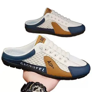 [Stylish Slip-On] Stylish Breathable Men's Slip-On Shoes | Non-Slip Casual Footwear with Geometric Patterns - Comfortable for Outdoor Walking, Camping & Casual Activities, Rubber Sole Shoes