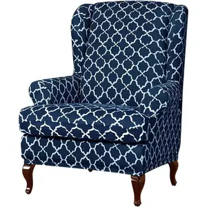 2-Piece Wingback Chair Slipcovers - Spandex, Elastic Hem for Living Room Wingback Chairs