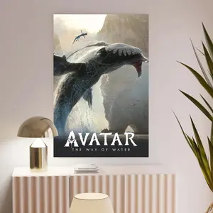 1pc Avatar The Way of Water Movie Poster -   Canvas Wall Art, Dramatic Mythical Creature Design, High-Quality Print for Home & Office Decor, Perfect Gift for Film Buffs & Fans, Classroom & Kitchen Wall Art, Dramatic Artwork, Highquality Print