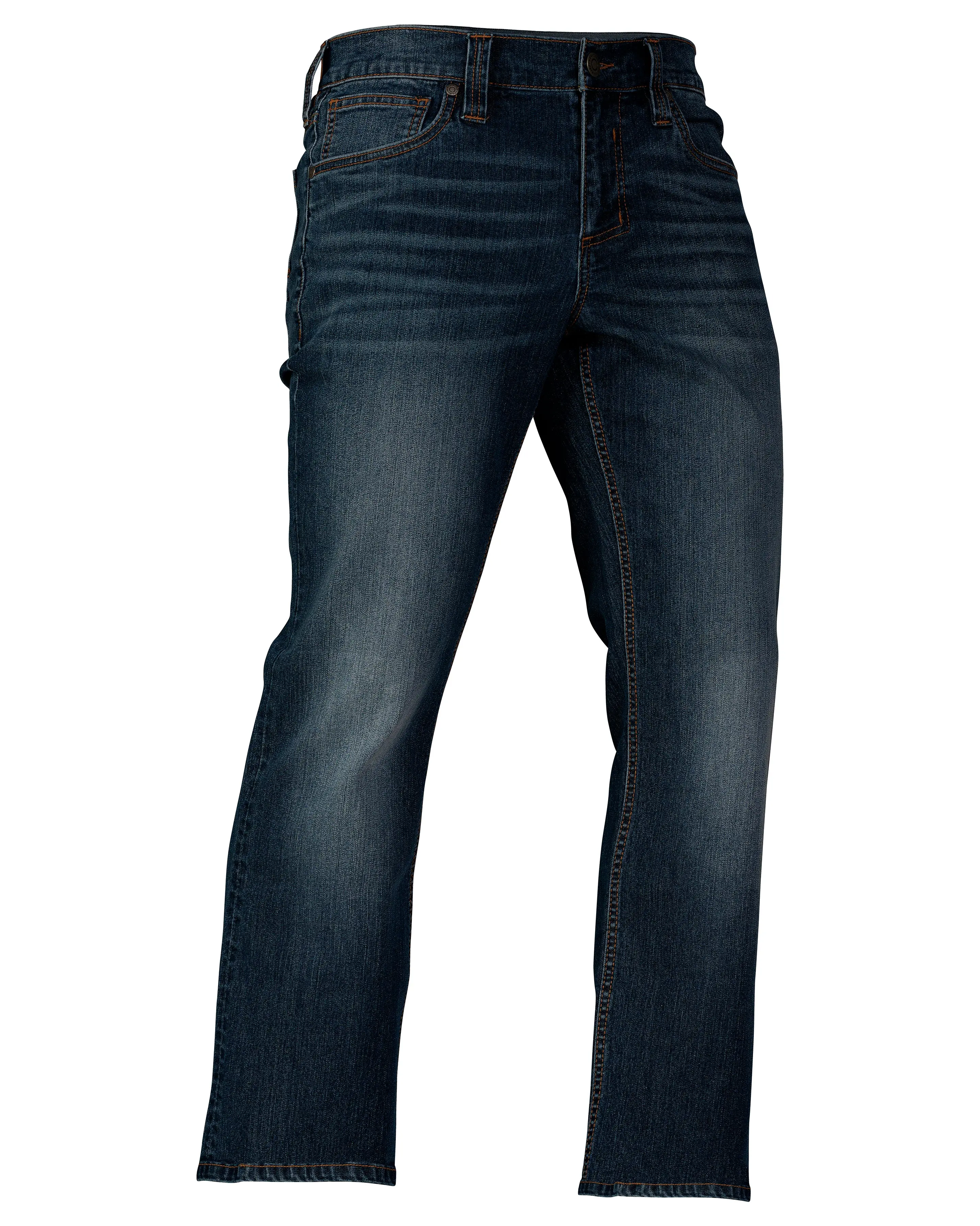 Howitzer Menswear Men's Mid-Waist Normal Type Freedom Flex Denim Jeans - Relaxed Athletic Fit, People Wash, Belt Loops, Casual, Hemmed, All Seasons, Button Closure, Machine Washable, Stretchable for Max Mobility, Durable Daily Wear