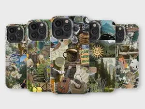 Granola Girl Forest Aesthetic Case for iPhone 17 16 15 14 13 Pro Max - Vintage Green Nature Collage Outdoor Vibe Phone Cover