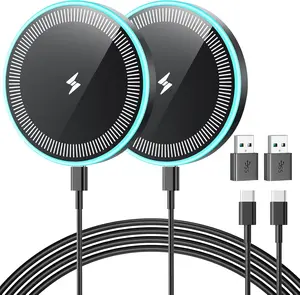 Wireless Charger 2Pack 6FT Samsung Magnetic Wireless Charger Fast Charging Pad with USB-C/A Ports for Samsung Galaxy S26 S25 Ultra/S24 FE/S23 Ultra/S22/S21/Z Google Pixel 9-7, Strong Magnet Technology