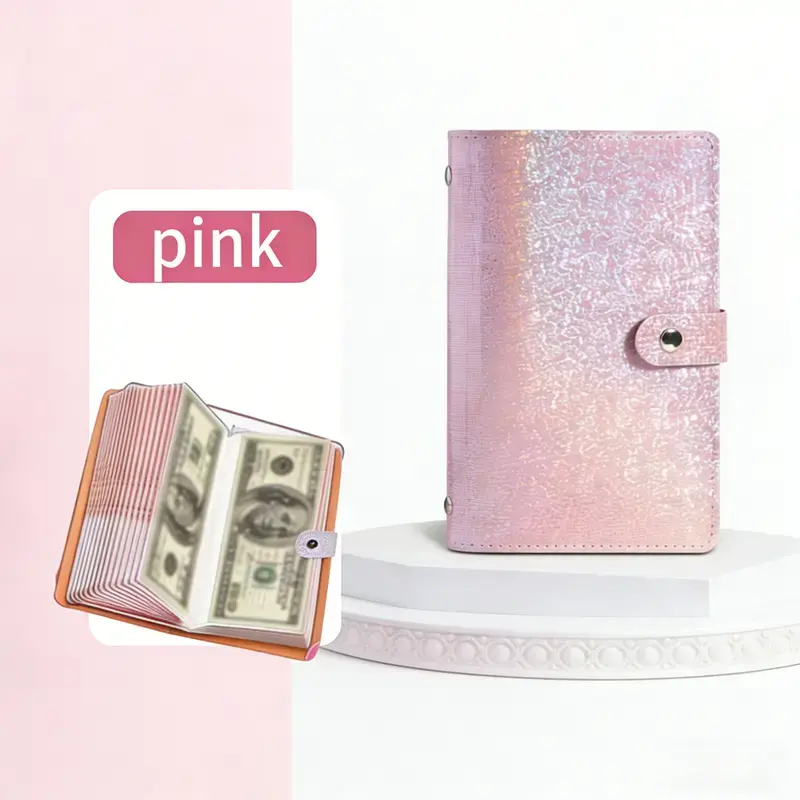 1Pc Savings Wallet Organiser, 50 Inner Pages, Holds 100 Bills, Stores Cash, Photos, Stamps, Cards, Large Capacity Cash Storage Notebook