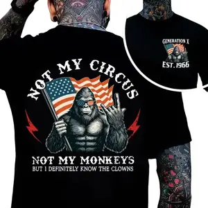 Customize Funny Gen X Not My Circus Gorilla T-Shirt, American Flag Attitude Shirt, Men’s 4th of July Tough Shirt - KitchenEra