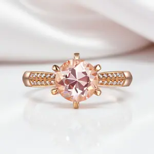 14k Rose Gold Engagement Peach Morganite Diamond Option Ring