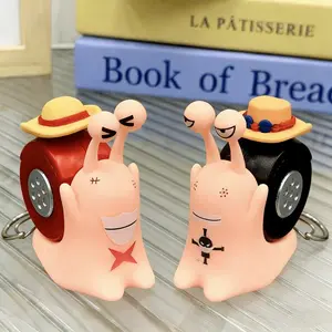 Cartoon One Piece Snail Keychain A one-click recording toy with sound keychain backpack decoration small gift Talking snail with buttons Talking recording snail keychain