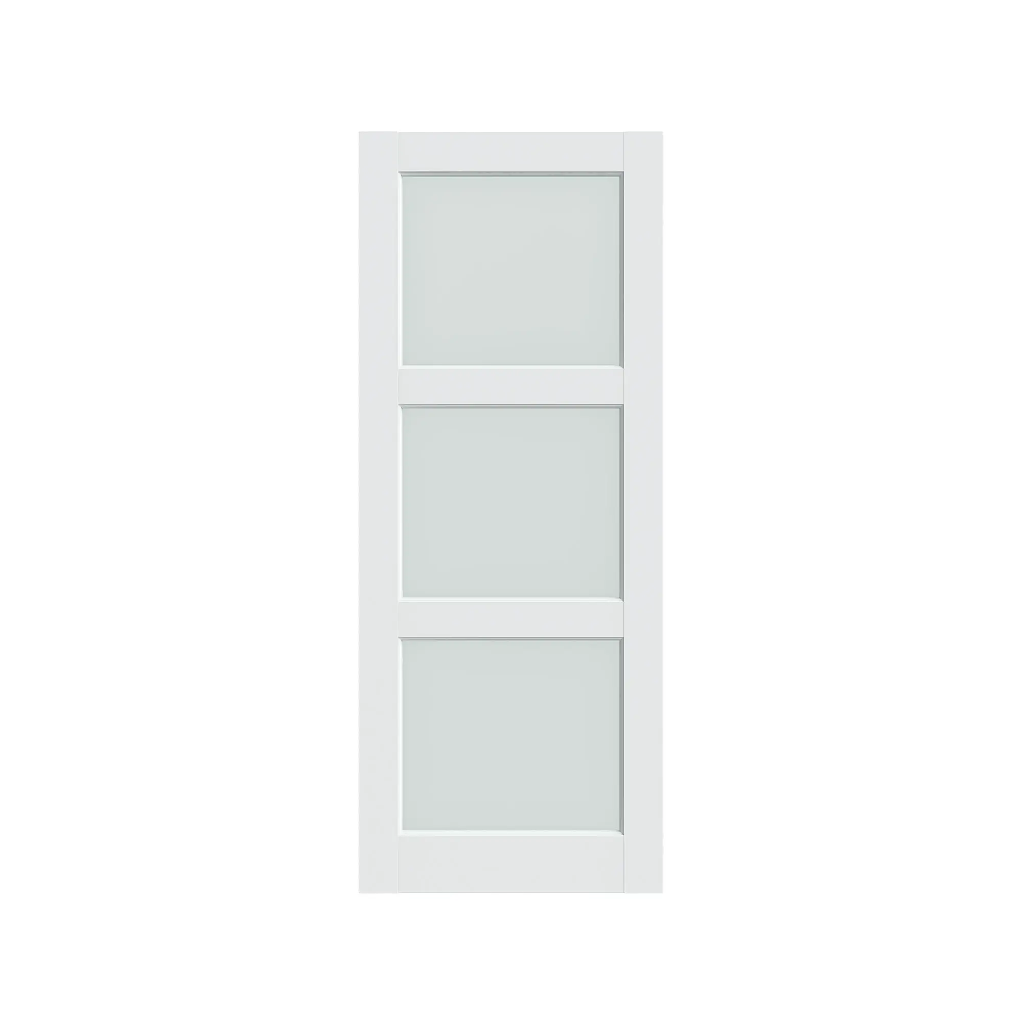 White Preassembled 3-Lite Frosted Glass French Door with MDF Wood Panel, 3 Panels, for Utility Room & Bathroom, No Hardware Included, Three Panels