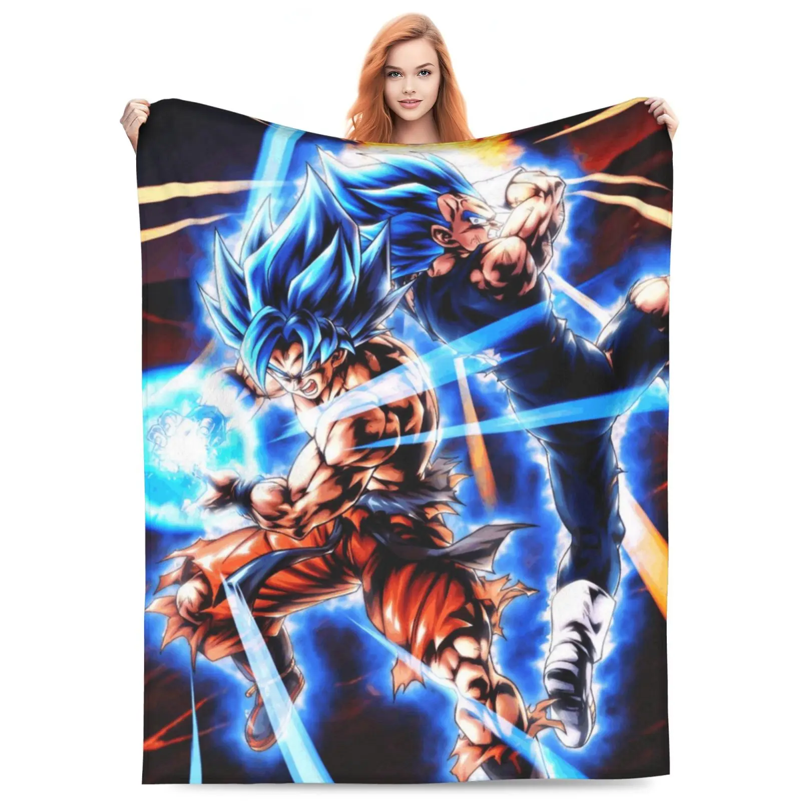 Goku Blanket Cozy Flannel Throw Warm Couch Blanket Travel Blanket for Anime Fans, Teens, Adults, Living Room, Dorm, Gaming Setup