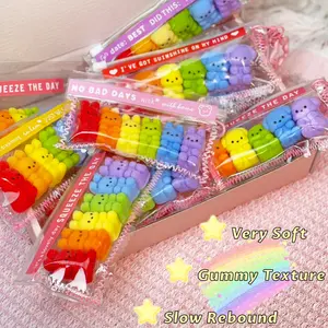 Rainbow Bunny Puppy Food-grade Silicone Taba Squishy, Handmade Creamy Soft Stress Relief Squeeze Toy, Christmas Easter Gift