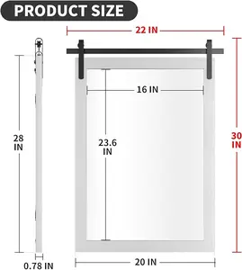 Farmhouse Bathroom Mirror, White Rustic Vanity Mirror Wood Framed Decrative Mirrors, Barn Door Style Decor Entryway Bedroom 22x30INCH Horizontal