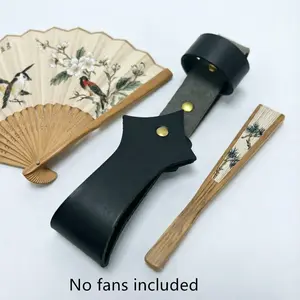 European and American Medieval Folding Fan PU Storage Clip, Leather Folding Fan Belt Clip, Leather Folding Fan Case, Elegant Design