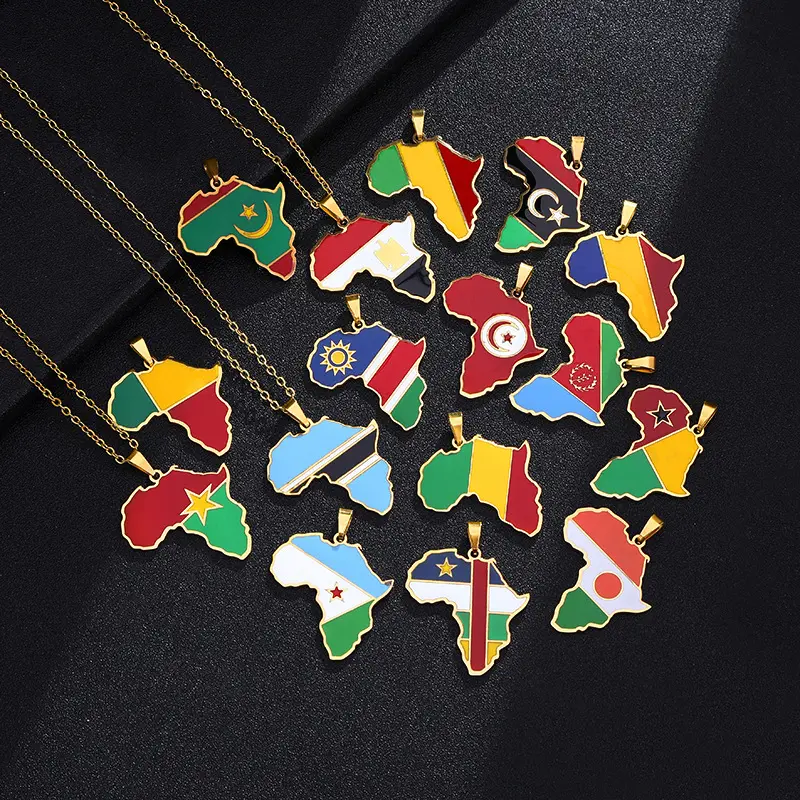 estseller! National Map Flag Pendant Necklace - Stainless Steel Gold/Silver Chain, Unisex Fashion Jewelry | Perfect Christmas Gift for Men & Women
