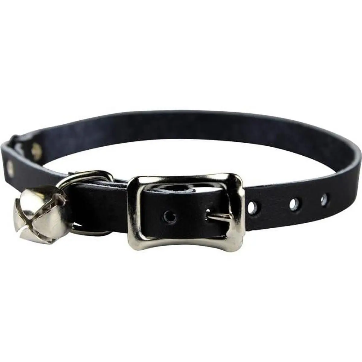 Leather Brothers 3952-BK Signature Leather Safety Stretch Cat Collar - 0.37x8-12 in, Black, Safety Strap, Secure Wear, Stretch Fit