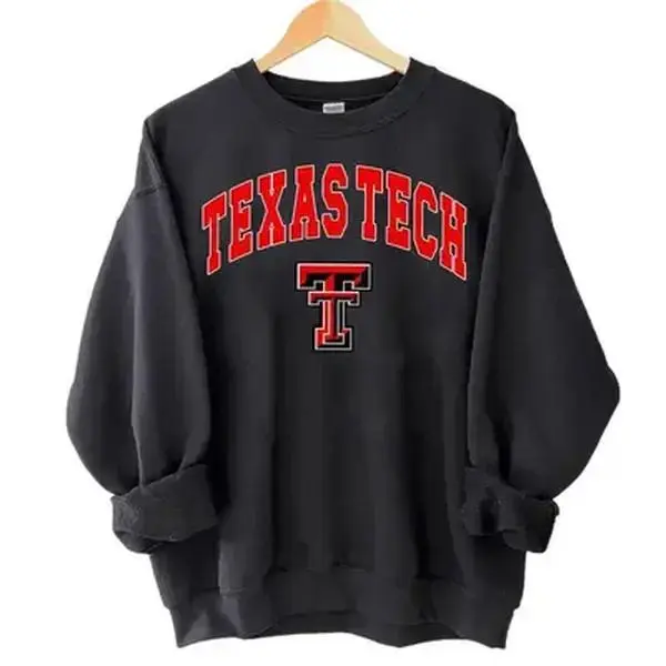 [Sale Up To 30%] + [Free Ship] Texas Tech Logo Football Team Sweatshirt, Unisex Cotton Crewneck Sweatshirt For Men and women