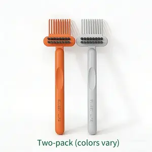 Comb and Brush Cleaning Set 2 Pieces, Dual Action Mini Tool Hairbrush Cleaner Tool for Hair Dust and Product Residue Removal, Portable Lightweight Reusable Convenient for Professional Salon or Home Use