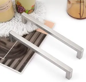 Probrico Satin Nickel Square Bar Cabinet Pulls Drawer Dresser Handles Stainless Steel Modern Door Hardware for Kitchen and Bathroom Cabinets Cupboard