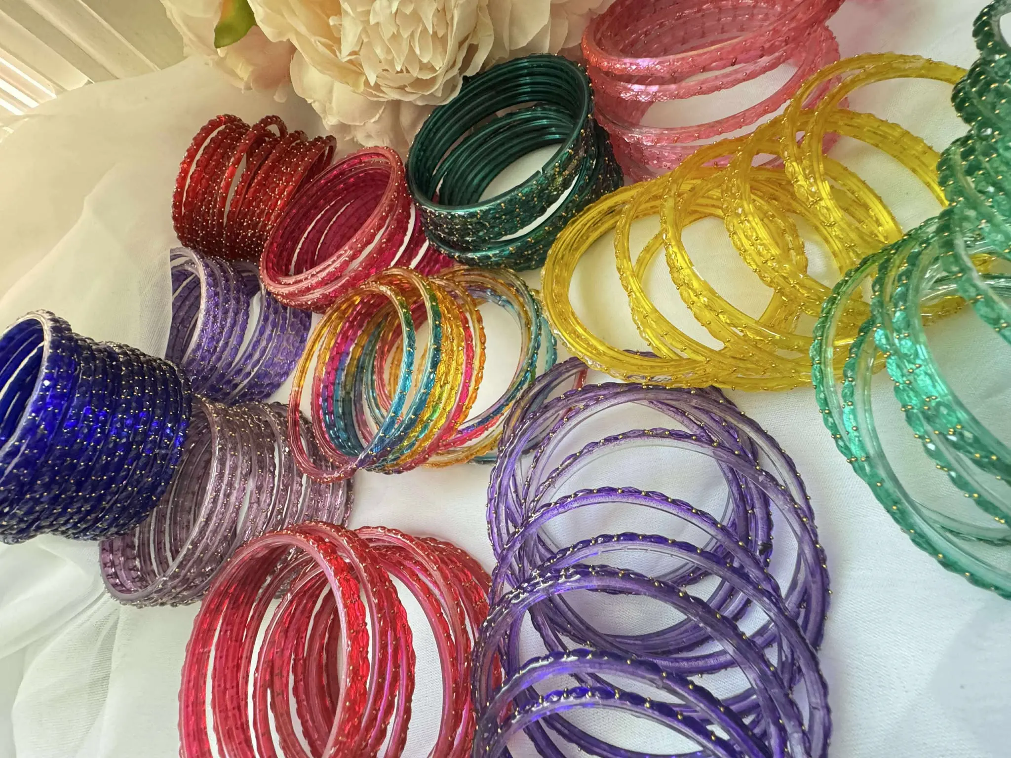 Gold Drop Glass Bangles