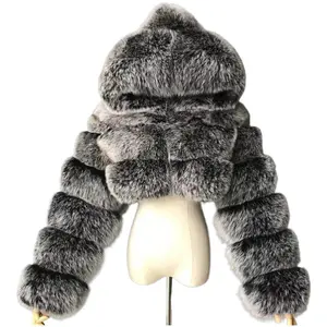 Furry Cropped Faux Fur Coat With Hood