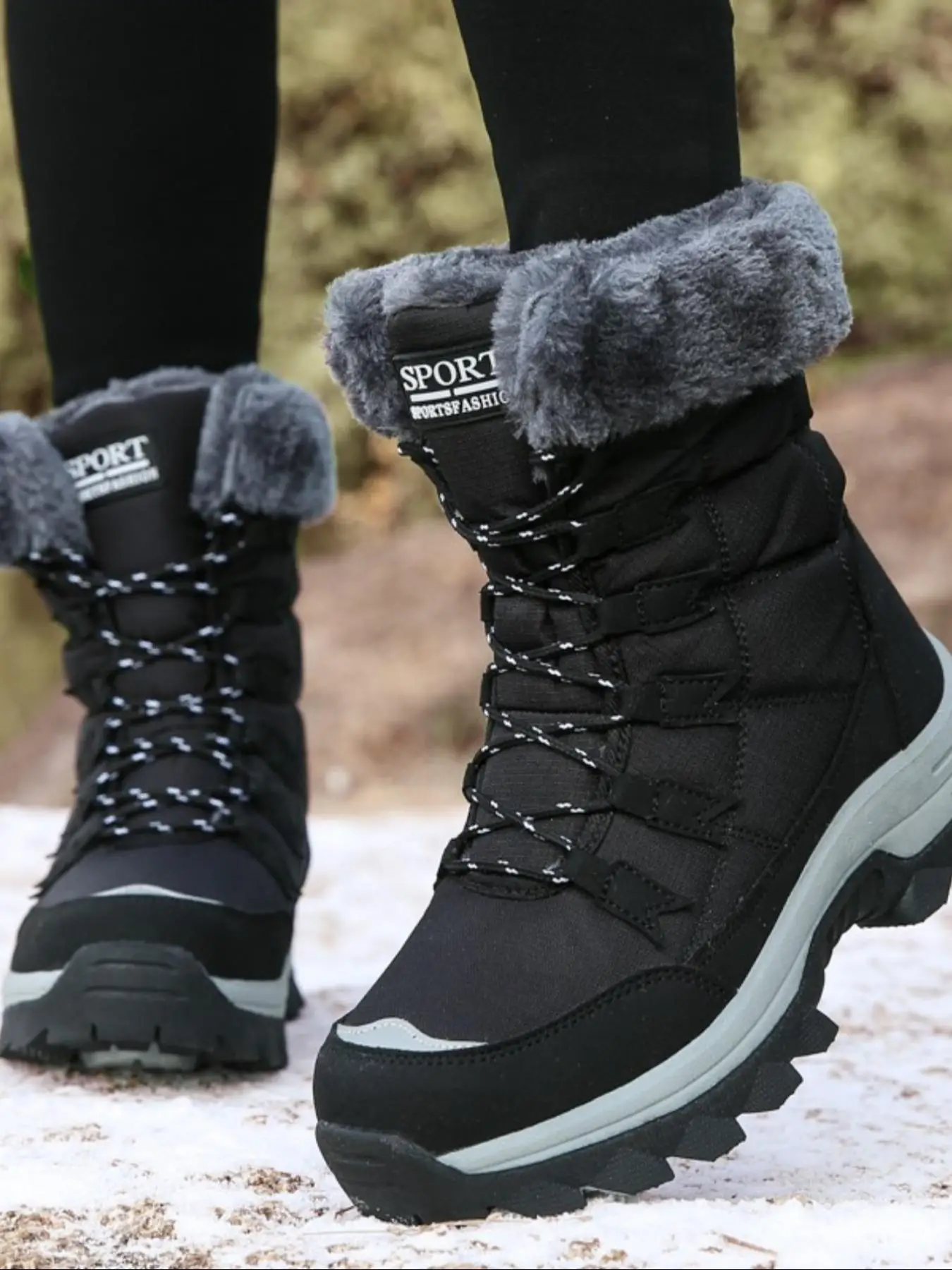Winter Shoes Women's Fashionable Lace Up Snow Boot, Boots for Women, Casual Warm Ankle Winter Boots for Winter, Female All-match Trendy Casual Shoes