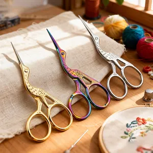 3Pcs retro stainless steel crane scissors, vintage stainless steel crane scissors, tea scissors, embroidery scissors, thread scissors, home trimming eyebrow scissors