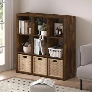 9-Cube Thick-Frame Modern Bookshelf, Reversible Cubicle Bookcase with Storage, Open Back, 14.6x43.8x43.8in, for Living Room, Home Office