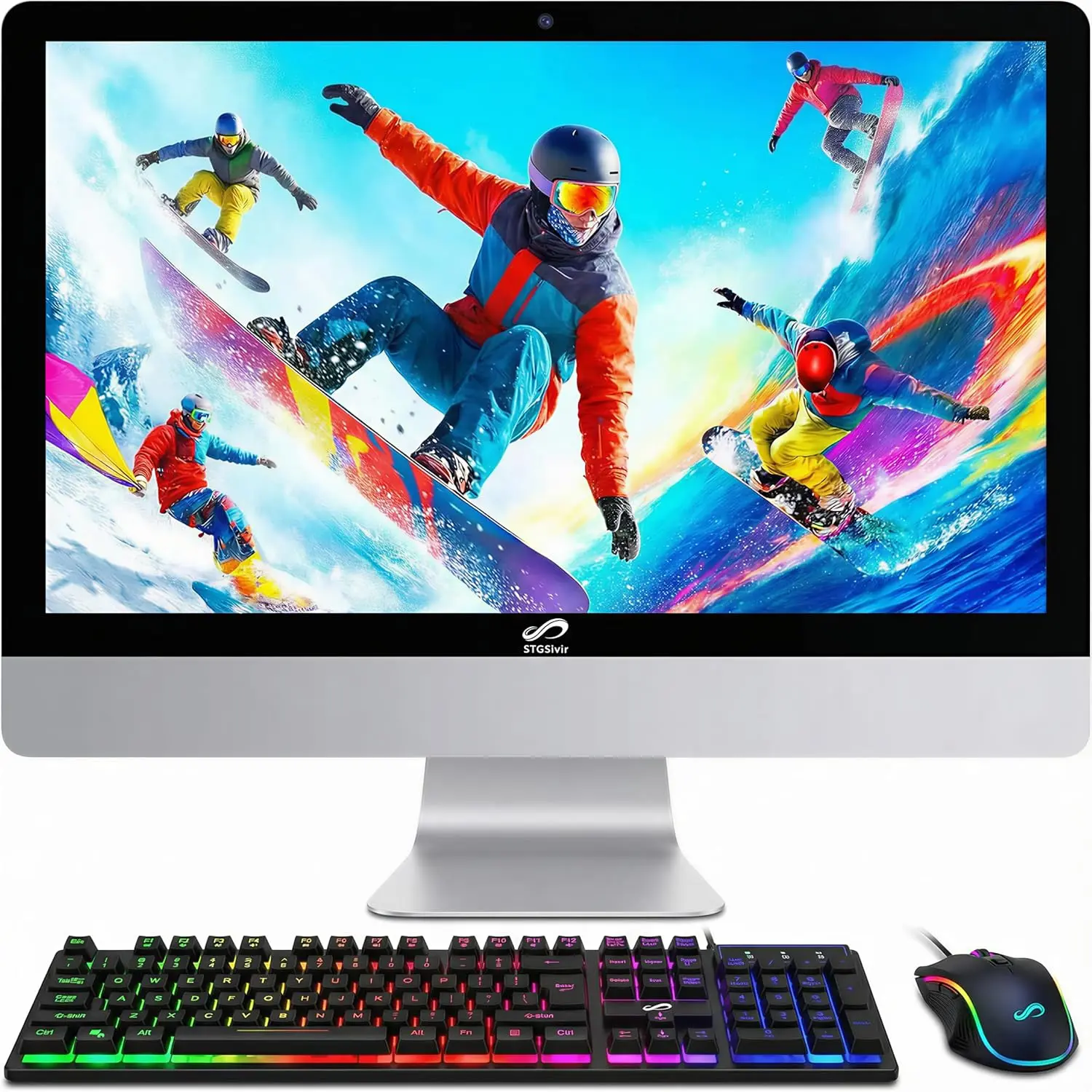 STGSivir All in One Desktop Computer, 22" FHD Display, Intel Core i7 up to 3.9GHz, 16G RAM, 512G SSD, WiFi 5, Bluetooth, Webcam, Windows 11 Home