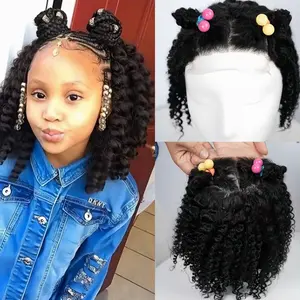 Megeen Hair Kid's Wigs 4X4 Lace Front 10inches 12inches 14inches Curly Hair Wigs Glueless Wigs for Children 100% Human Hair Bob Wig