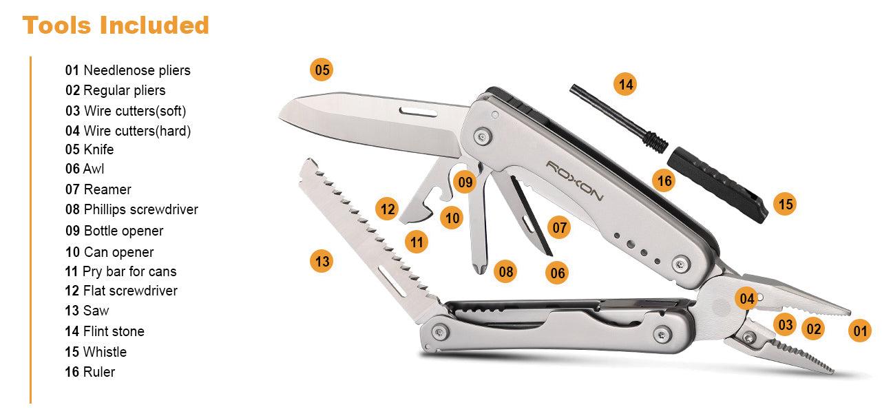ROXON S803E Flash Elite Multi-tool Kit with D2 Steel Blade Multifunctional EDC Companion for Modern Adventurers
