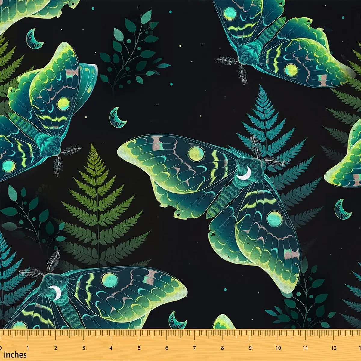 Green Moth Botanical Tree Fabric,Multi 8,Soft Flannel Polyester No Stretch Sewing Craft,Waterproof