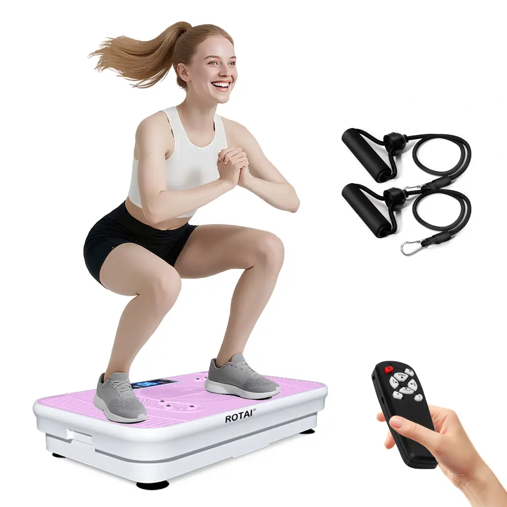 【Fallfreshness】ROTAI Vibration shake Plate, 300 lbs Weight Capacity, Full Body Workout Vibration Platform, Lymphatic Drainage Massager with 2 Resistan