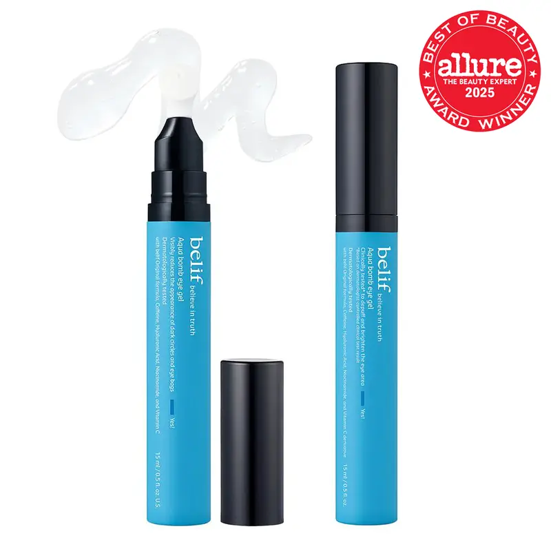 belif Aqua Bomb Cooling Eye Gel 2-pack, Korean Skincare with Caffeine, Hyaluronic Acid & Niacinamide – Hydrating, Depuffing & Plumping Eye Cream with Cooling Ceramic Tip