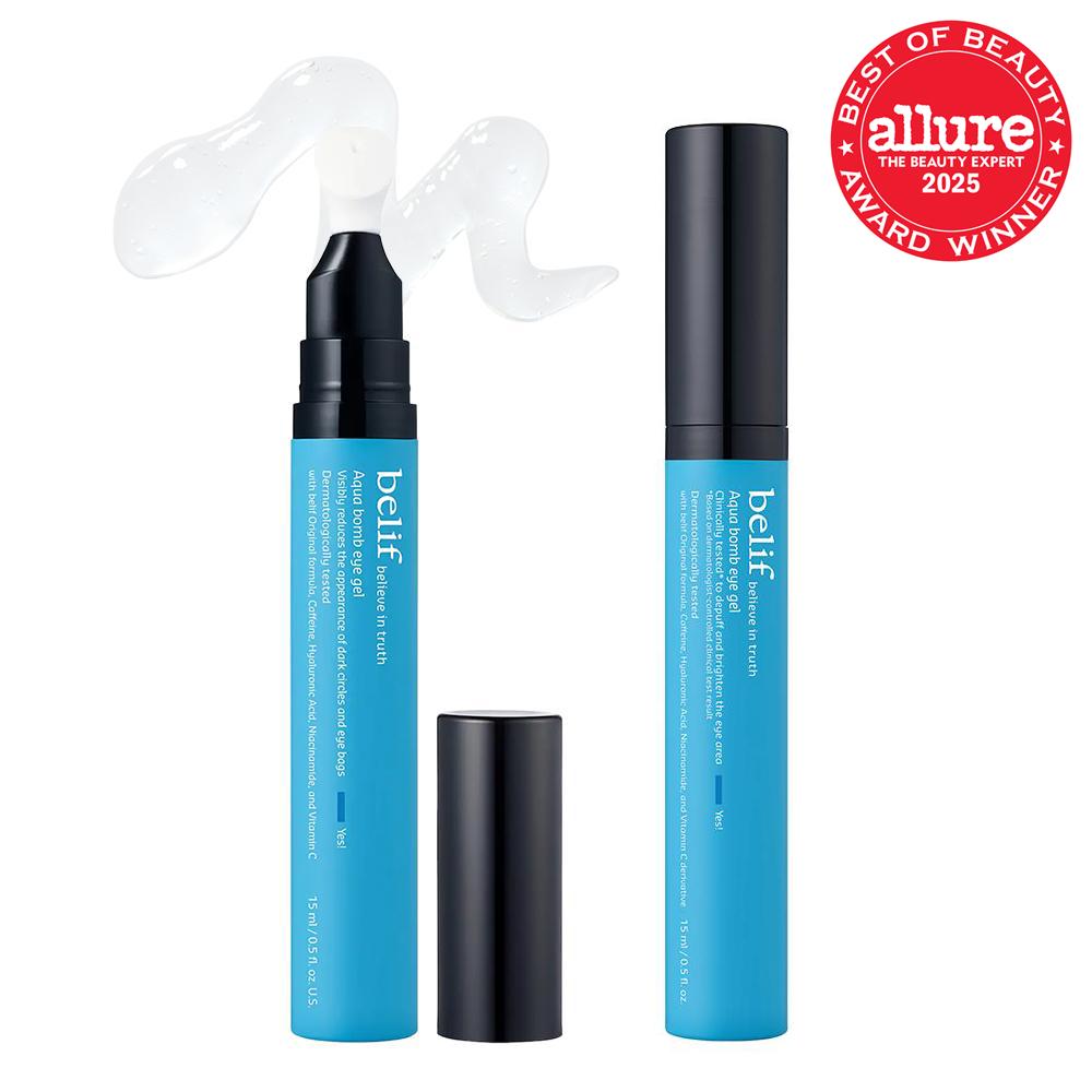 belif Aqua Bomb Cooling Eye Gel 2-pack, Korean Skincare with Caffeine, Hyaluronic Acid & Niacinamide – Hydrating, Depuffing & Plumping Eye Cream with Cooling Ceramic Tip