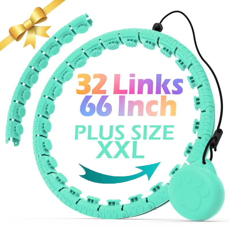 JLoibao Weighted Hula exercise Circle for Adults - 32 Detachable Links, 66-in XXL Adjustable Portable Fitness Hoop, Eco-Friendly ABS Core & Glute Home Workout Gear