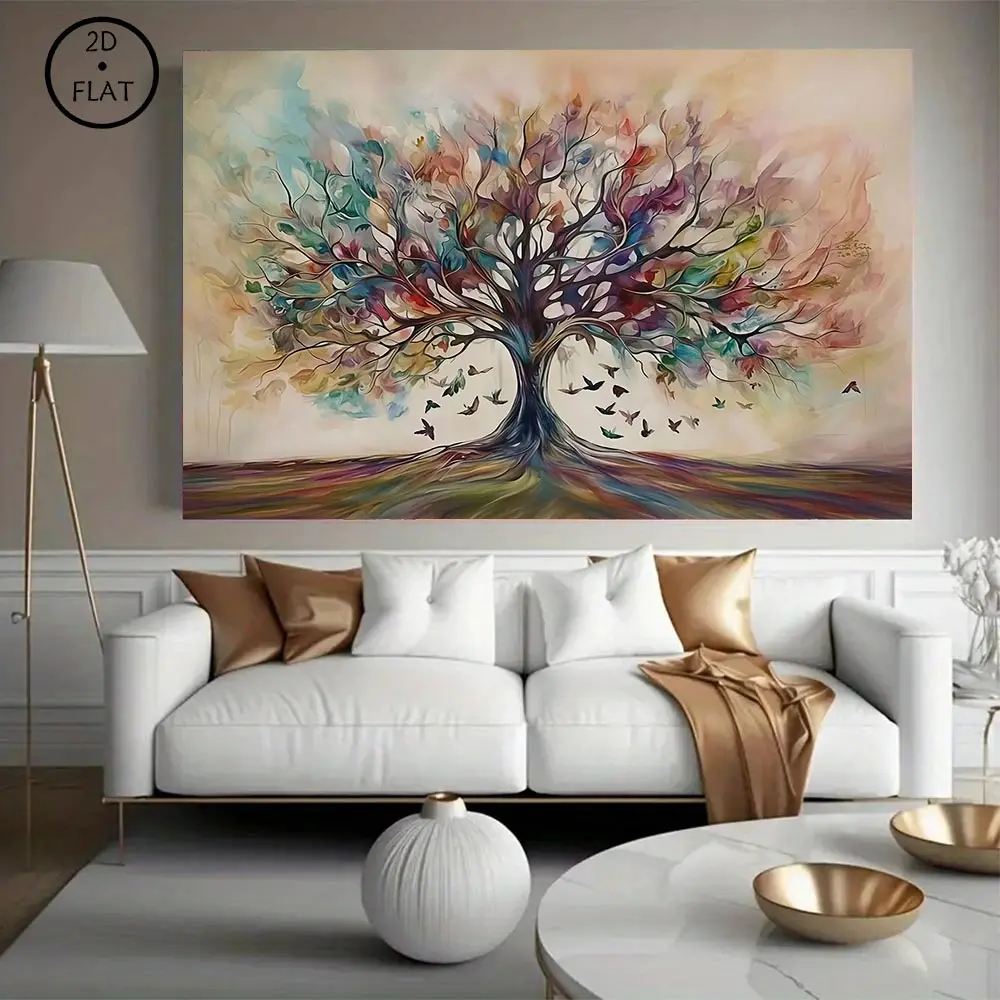 Soft Watercolor Geometric Wall Decor, Symbolic Tree of Life Canvas Print, Minimal Artwork for Room Wall Decoration wicked good poster