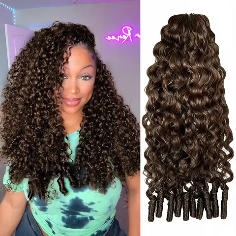 OQ HAIR Burmese Curly #4 Chocolate Brown Crochet Braids Human Hair Extensions for Miracle Knots Boho Braids Pre-Separated 50g/Pack Knotless Boho Braids Vacation Hair #TikTokShopFallDealsForYou