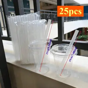 Large Clear Bubble Tea Straws - 19cm & 23cm Length, Perfect for Party, Cafe, Restaurant Bulk Use (Cold & Hot Drinks Straws, Drinking Straw)-25pcs